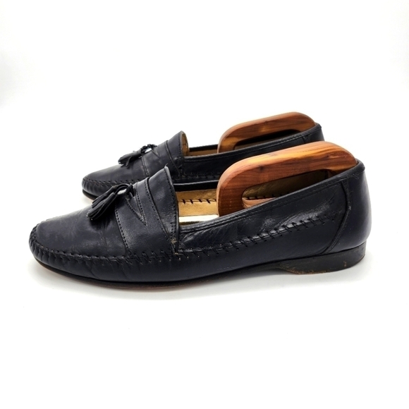 Bostonian Shoes Men 10 M Florentine Tassle Loafer Slip On Dress Black Leather - Picture 1 of 16